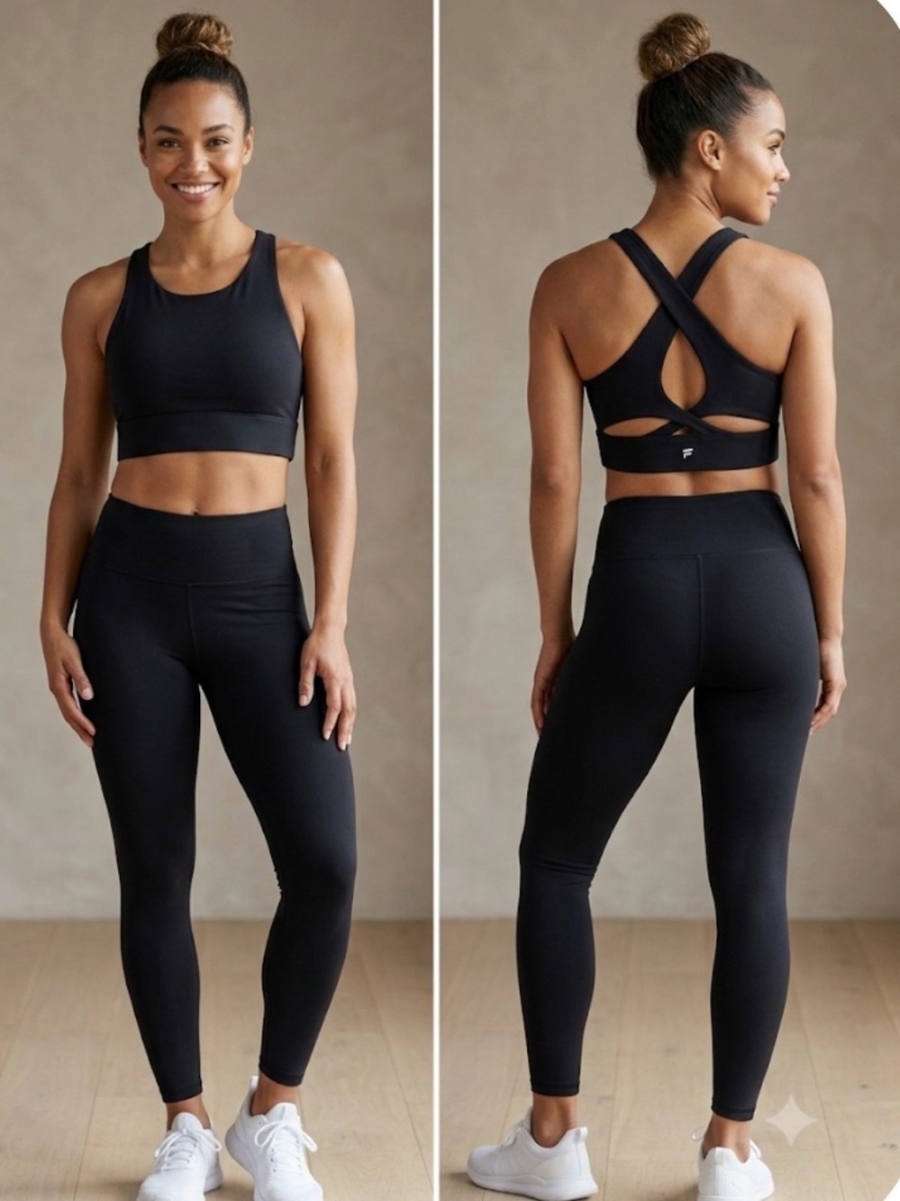 Fabletics Black Cross-Back Sports Bra